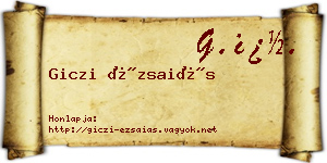 Giczi Ézsaiás névjegykártya