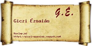 Giczi Ézsaiás névjegykártya